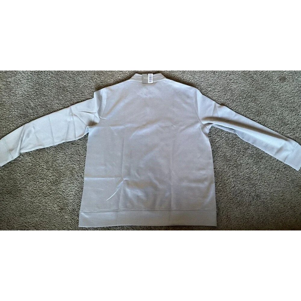 Hickey Freeman Performance Grey Small Micro-stripe 1/4 Zip Sweater NWT